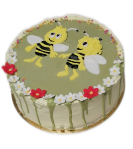 Deská torta, včielky, poťahovaná. 